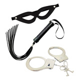 Kit Mascara Chicote Algema Metal Policial Fantasia Carnaval