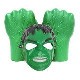 Kit Máscara Rígida Par Luva Infantil Herói Hulk Vingadores