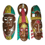 Kit Mascaras Africana 3pçs 30cm Decoração