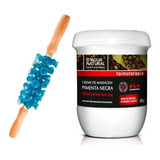 Kit Massagem Rolo Turbinada Creme Pimenta Negra 650g