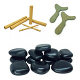 Kit Massagens Modeladora Bambus Pantalas Pedras Quentes