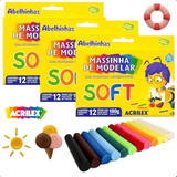 Kit Massinha Modelar Soft 3 Caixas C 12 Cores De 180g Cada