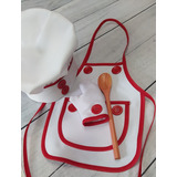 Kit Master Chef Infantil Body Avental touca luva colher Pau