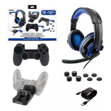 Kit Master Pak Nyko Base Carregador Headset Fone Capa - Ps4