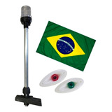 Kit Mastro De Popa 12v Led Olho De Tubarão Led Bandeira
