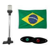 Kit Mastro De Popa Led Olho De Tubarao Preto Bandeira Pesca