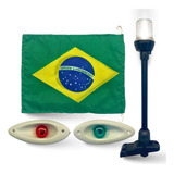 Kit Mastro De Popa Preto Olho De Tubarão Led Bandeira Pesca