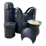 Kit Mateira Cuia Térmica 1l Tapa Erva Pote De Erva