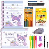 Kit Material Escolar Com Caderno Kuromi Volta As Aulas