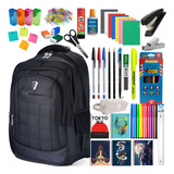 Kit Material Escolar Completo 46un Mochila Papelaria Ensino