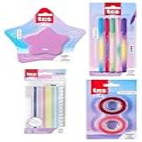 Kit Material Escolar Dreamy Degradê Colorido Tons Pasteis Tie Dye Fita Corretiva Marcadores De Linhas Canetas Esferográficas Fitas Adesivas Holic Tris