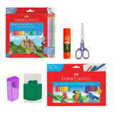 Kit Material Escolar Infantil 24 Cores Variado Lilás