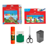 Kit Material Escolar Infantil 24 Cores Variado Preto