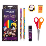 Kit Material Escolar Infantil Lápis De Cor Volta As Aulas