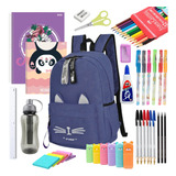 Kit Material Escolar Mochila Feminina Caderno Volta As Aulas