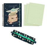 Kit Material Escolar Star Wars Com Estojo Caderno E Refil