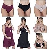 Kit Maternidade 2 Camisola Abertura Na Alça 2 Sutiã Amamentação 3 Calcinha Cós Pós Parto P 38 40