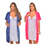 Kit Maternidade 2 Jogos De Camisola Amamentação Gestante