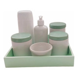 Kit Maternidade Bebê Garrafinha Térmica Bandeja Verde 