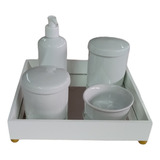 Kit Maternidade Bebê Saboneteira Potes Higiene Porcelana