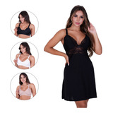 Kit Maternidade Camisola 3 Sutiã Amamentação Básico Liso