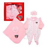 Kit Maternidade São Paulo Corações Com Manta Oficial