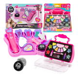 Kit Mechas Coloridas Cabelo E Maleta De Maquiagem Infantil