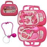 KIT MEDICO NA MALETINHA COM ACESSÓRIOS 8 PÇS MALETA MINI BRINQUEDO EDUCATIVO ESTIMULA IMAGINAÇÃO APRENDIZADO DIDATICO SAÚDE MEDICINA DR 19 17CM ROSA 