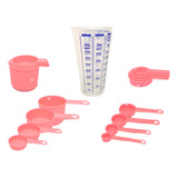 Kit Medida 9 Pç Xicara Colher Copo Plástico Reforçado