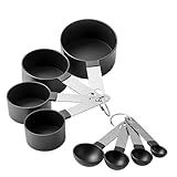 Kit Medidor Culinário Colher Alça Em Aço Inox Dosador Xícara Copo De Plástico Colheres Conjunto De Medidores De Cozinha 8 Peças RochasBtq
