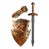 Kit Medieval Infantil Espada Com Escudo E Armadura Bracelete