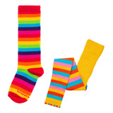 Kit Meia 3 4 Listrada Colorida Arco íris Infantil 2 Pares