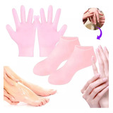 Kit Meias E Luvas Hidratação Esfoliante Silicone Spa Cuidado