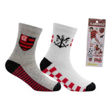Kit Meias Flamengo Oficial 2 Pares Infantil Brinde