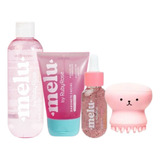 Kit Melu Sabonete serum Rosa agua Micelar200ml esponja Polvo