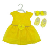 Kit Menina 1vestido 1sapato 1faixa Promoção Bebê Infantil