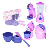 Kit Menina Brinquedo Cozinha Cafeteira Bolo Batedeira 17pç