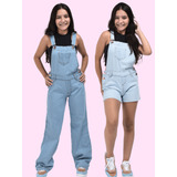 Kit Menina Jardineira Longa