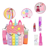 Kit Menina Maquiagem Infantil Com Bolsa Unicornio Envio 24h