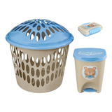 Kit Menino Cesto De Roupa Lixeira E Saboneteira Infantil