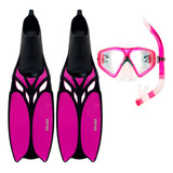 Kit Mergulho Cetus Shark Fun 3pç  máscara Nadadeira Snorkel  Tamanho Rosa 37 38