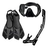 Kit Mergulho Completo Adulto- Máscara Com Vidro Temperado Antiembaçante- Snorkel Válvula Seca E Nadadeiras Ajustáveis S-M - Equipamento Profissional Snorkeling
