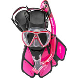 Kit Mergulho Cressi Bonete Rosa Máscara nadadeira snorkel