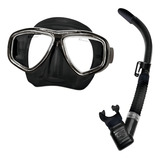 Kit Mergulho Mascara E Snorkel Respirador Kit Prata Seasub Cor Titânio preto