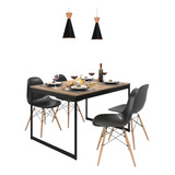 Kit Mesa 120x90 De Jantar+4 Cadeiras Eames Estilo Industrial