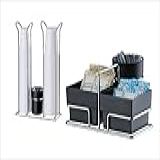 Kit Mesa 2 Peças Preto Future Suporte Sache Chá Acuçar Porta Copo Descartavel