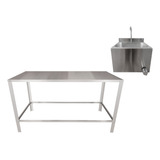Kit Mesa Bancada Inox Industrial C Pia Acionamento Joelho