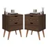 Kit Mesa De Cabeceira Lateral Cama 2 Gavetas Pé Madeira Acabamento Brilhante Cor Canela