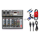 Kit Mesa De Som Interface De Áudio Arcano Minia 4 cabo Xlr