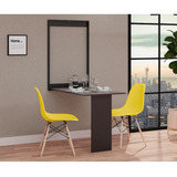 Kit Mesa Dobrável Retrátil 100cm Preta 2 Cadeiras Eiffel Cor Amarelo